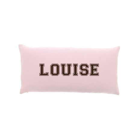 Coussin Long Rose écriture marron, Varsity