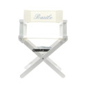 Fauteuil de metteur en scène Toile blanche, brodé gris