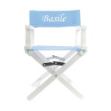 Fauteuil de metteur en scène Toile bleu, brodé blanc