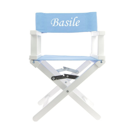 Fauteuil de metteur en scène Toile bleu, brodé blanc Fauteuil de metteur en scène Toile bleu, brodé blanc