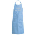 tablier enfant "Chez en Herbe" Bleu lagon, brodé gris 
