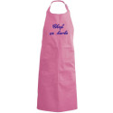 Tablier enfant "Chez en Herbe" rose brodé bleu marine 