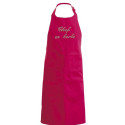 tablier enfant "Chez en Herbe" rouge brodé taupe 