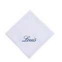 Lange prénom Broderie bleu marine, en anglaise