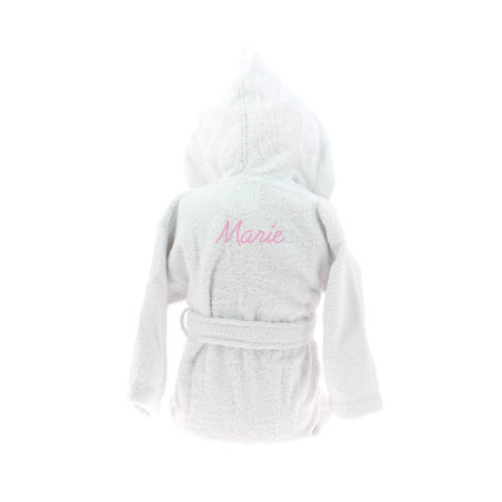 Peignoir enfant Blanc broderie dans le dos Peignoir enfant Blanc broderie dans le dos