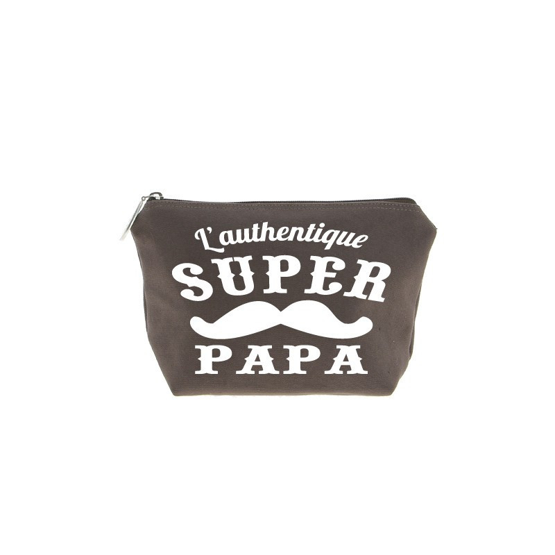 Trousse super Papa marron écriture blanche 