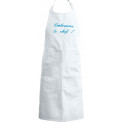 tablier de cuisine Embrassez le chef blanc brodé turquoise