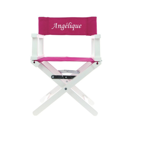 Fauteuil de metteur en scène Toile fuchsia, brodé blanc