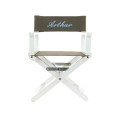 Fauteuil de metteur en scène Toile taupe, brodé blanc