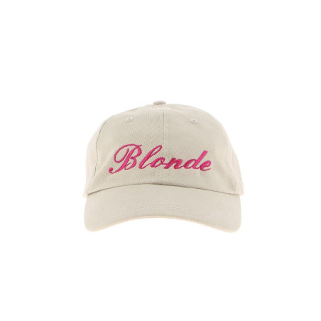 Casquette personnalisée beige broderie fuchsia Casquette personnalisée beige broderie fuchsia