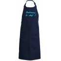 tablier de cuisine Embrassez le chef bleu marine brodé turquoise