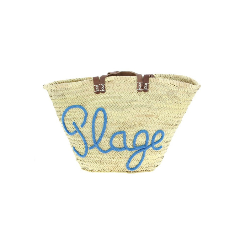 Panier personnalisé Plage en bleu dur