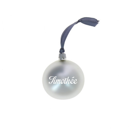 Boules de Noël personnalisée argent ecriture blanche