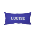 Coussin Long Violet écriture blanc, varsity