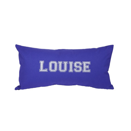Coussin Long Violet écriture blanc, varsity Coussin Long Violet écriture blanc, varsity