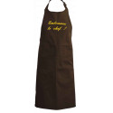 Tablier de cuisine Embrassez le chef marron brodé or