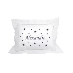 Coussin brodé personnalisé bleu marine