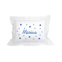 Coussin brodé personnalisé bleu roi