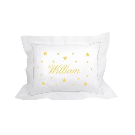 Coussin brodé personnalisé jaune