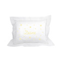 Coussin brodé personnalisé jaune paille