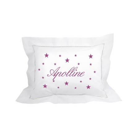 Coussin brodé personnalisé prune