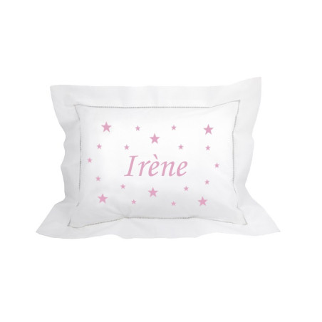 Coussin brodé personnalisé rose