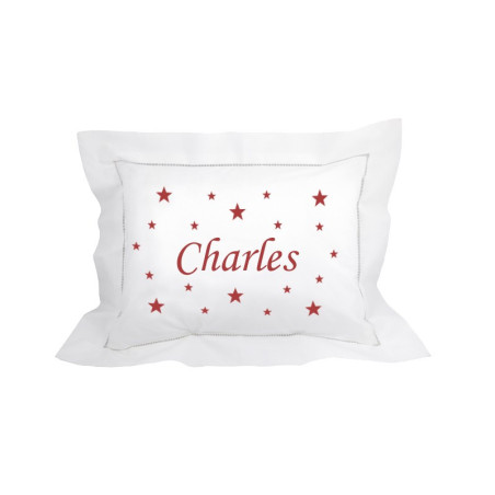 Coussin brodé personnalisé rouge bordeaux