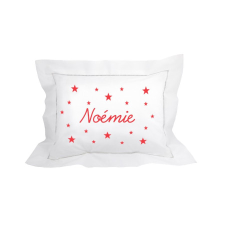 Coussin brodé personnalisé rouge