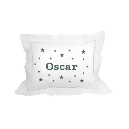 Coussin brodé personnalisé vert bouteille