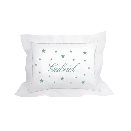 Coussin brodé personnalisé vert