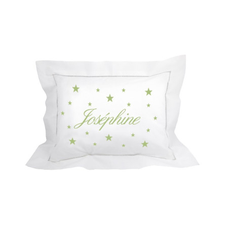 Coussin brodé personnalisé vert pomme