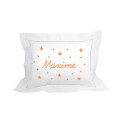 Coussin brodé personnalisé orange