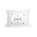 Coussin brodé personnalisé marron