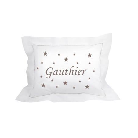 Coussin brodé personnalisé vison