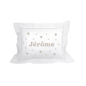 Coussin brodé personnalisé taupe