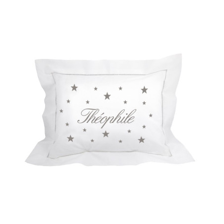 Coussin brodé personnalisé gris anthracite