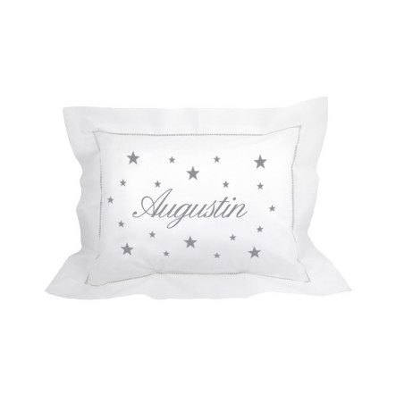 Coussin brodé personnalisé gris