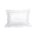 Coussin brodé personnalisé gris argent