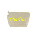 Trousse en lin personnalisée jaune fluo