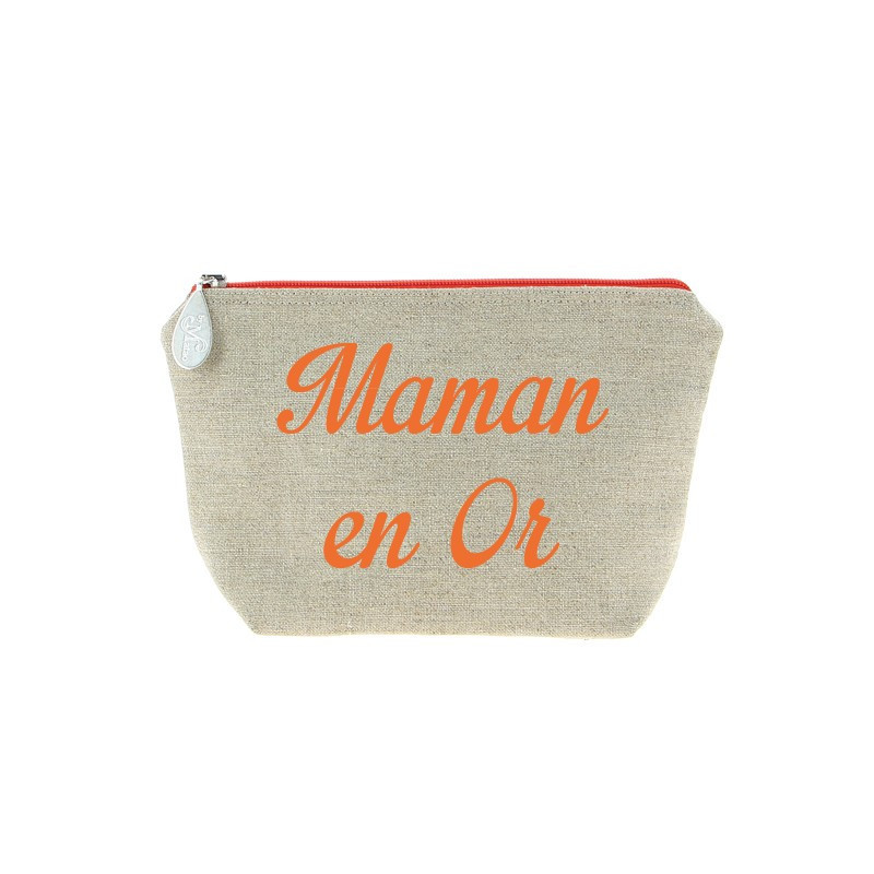 Trousse en lin personnalisée orange