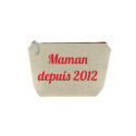 Trousse en lin personnalisée rouge