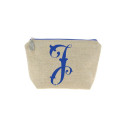 Trousse en lin alphabet bleu roi