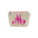 Trousse en lin alphabet fuchsia