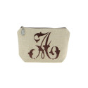 Trousse en lin alphabet marron
