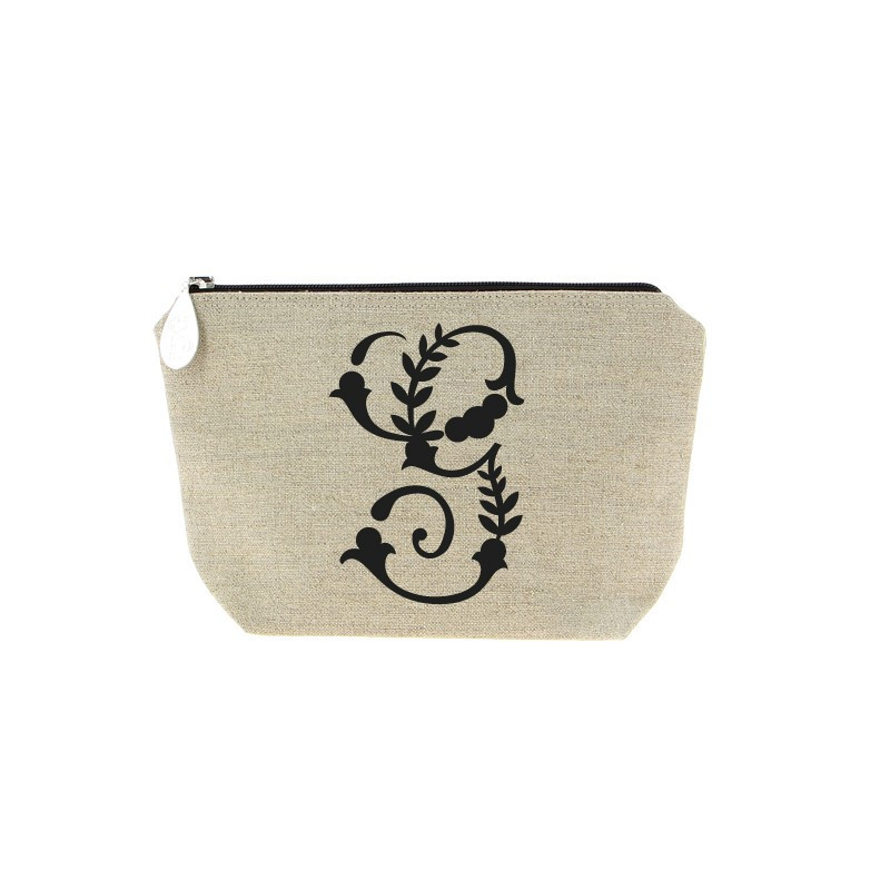 Trousse en lin alphabet noir