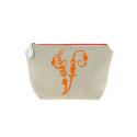 Trousse en lin alphabet orange