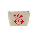 Trousse en lin alphabet rouge