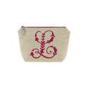 Trousse en lin alphabet rouge bordeaux
