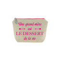Trousse en lin message fuchsia