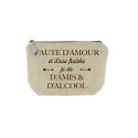 Trousse en lin message marron